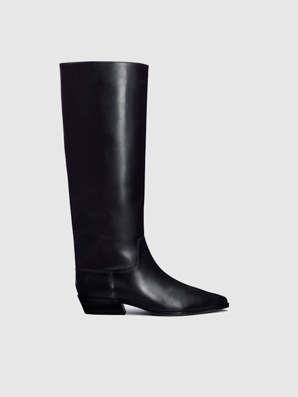 Dominique Knee Boot - Black Leather